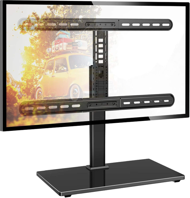 Universal Swivel TV Stand-Table Top TV Stand Base for 37-75 inch LCD OLED Flat Screen 4K TVs Height Adjustable TV Stand Mount with Heavy Duty Tempered Glass Base VESA 800x400mmJYPTV-199