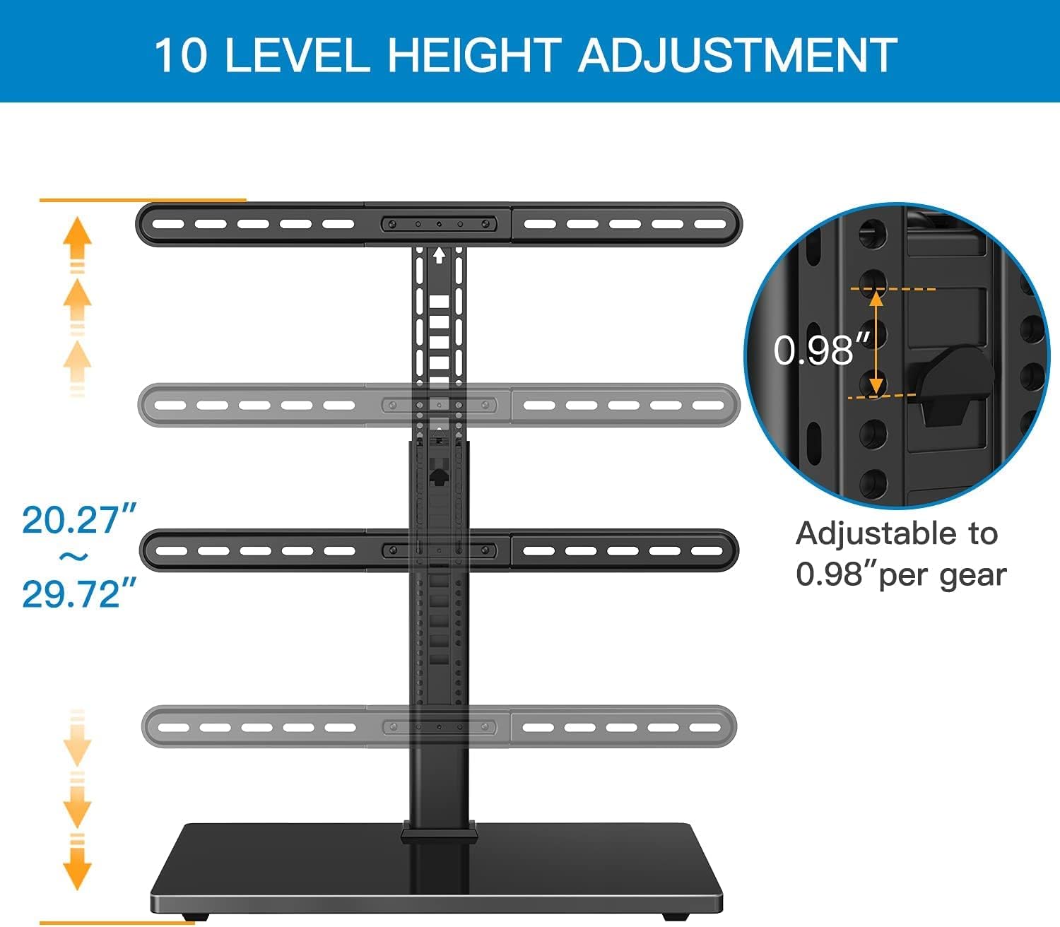 Universal Swivel TV Stand-Table Top TV Stand Base for 37-75 inch LCD OLED Flat Screen 4K TVs Height Adjustable TV Stand Mount with Heavy Duty Tempered Glass Base VESA 800x400mmJYPTV-199