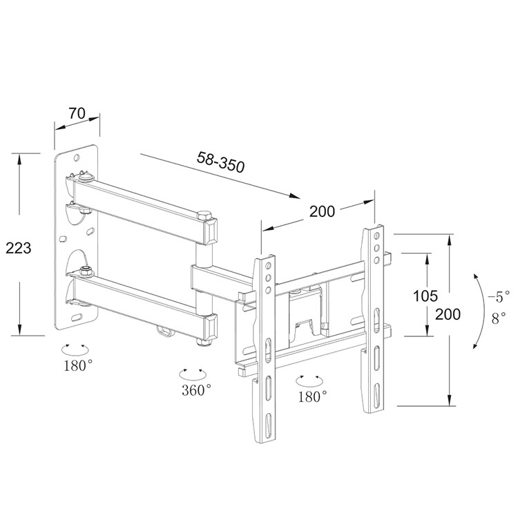 Full Motion Mount Wall Mount for Most13"-42"inch TVs JYLCD-250